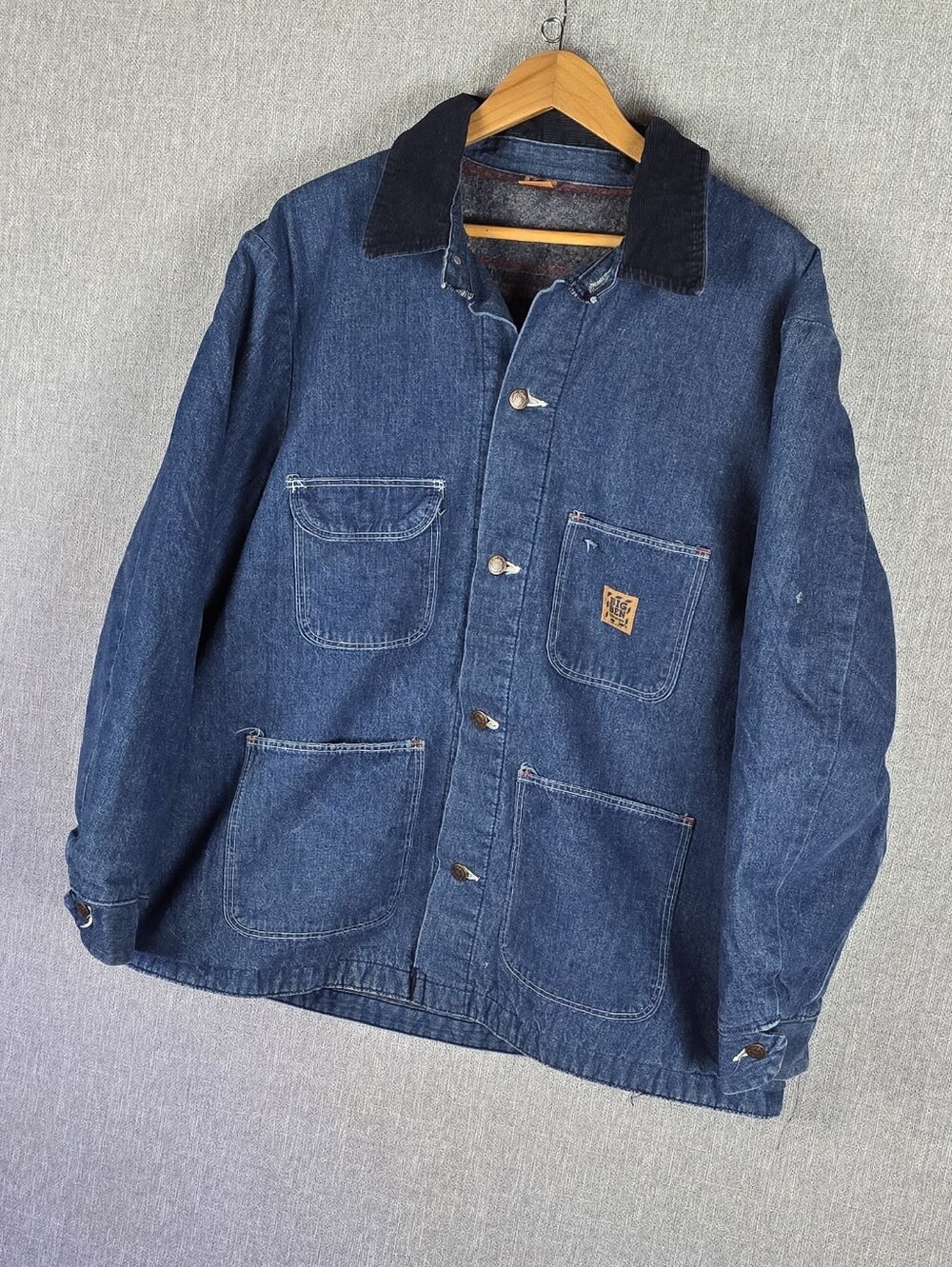 Vtg Big Ben By Wrangler Blanket Lined Denim Chore Jacket Mens Sz XL